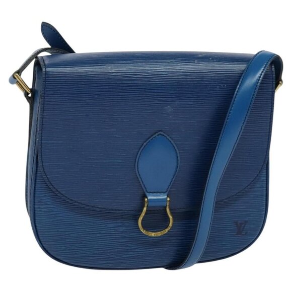 Authentic LOUIS VUITTON Epi Saint Cloud GM Shoulder Bag Toledo Blue M52195 LV